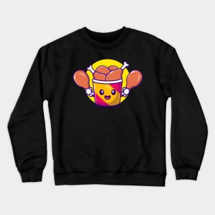 Cute Bucket Fried Chicken Cartoon Crewneck Sweatshirt